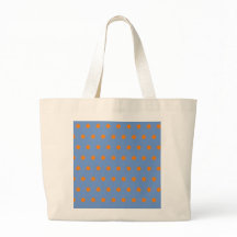Polka Dot Large Tote Bag (Denim Blue & Orange)