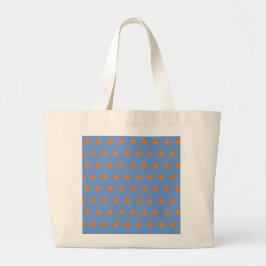 Polka Dot Large Tote Bag (Denim Blue & Orange) Jumbo Stoffbeutel