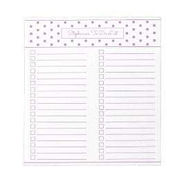 Polka Dot Lavender Two Column Checklist Notizblock