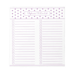Polka Dot Lavender Two Column Checklist Notizblock