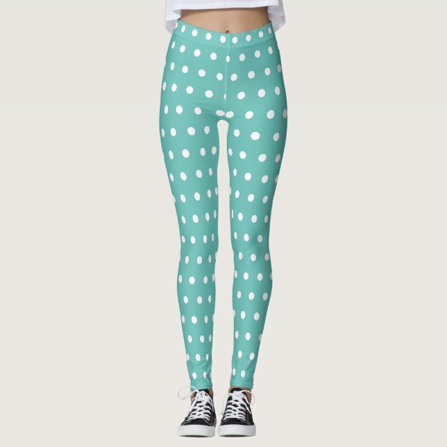 Polka Dot Leggings (Aqua & White) (Vorderseite)