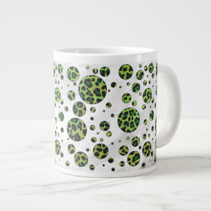 Polka Dot Leopard Black und Green Jumbo-Tasse