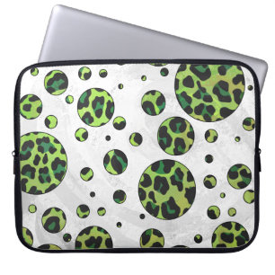 Polka Dot Leopard Black und Green Laptopschutzhülle