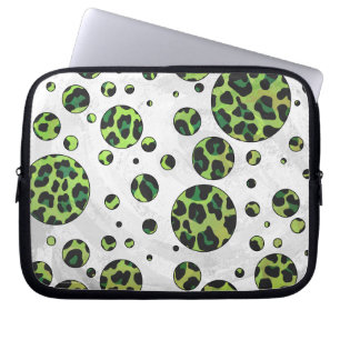 Polka Dot Leopard Black und Green Laptopschutzhülle