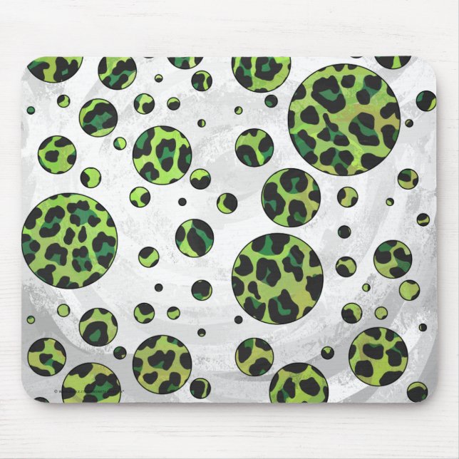 Polka Dot Leopard Black und Green Mousepad (Vorne)