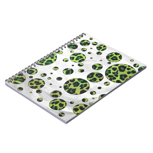Polka Dot Leopard Black und Green Notizblock (Linke Seite)
