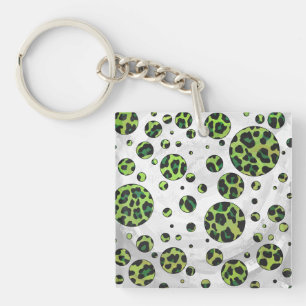 Polka Dot Leopard Black und Green Schlüsselanhänger