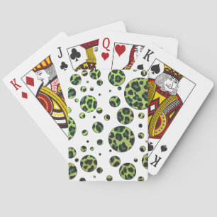Polka Dot Leopard Black und Green Spielkarten