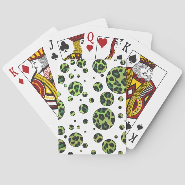 Polka Dot Leopard Black und Green Spielkarten (Rückseite)