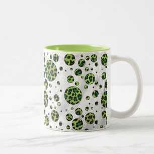 Polka Dot Leopard Black und Green Zweifarbige Tasse