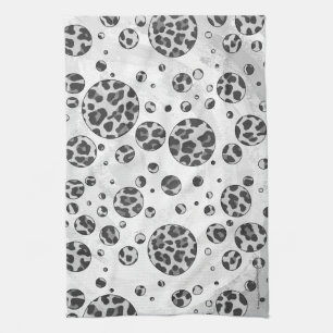 Polka Dot Leopard Schwarzweiß-Design Handtuch