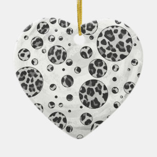 Polka Dot Leopard Schwarzweiß-Design Keramikornament
