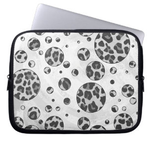 Polka Dot Leopard Schwarzweiß-Design Laptopschutzhülle