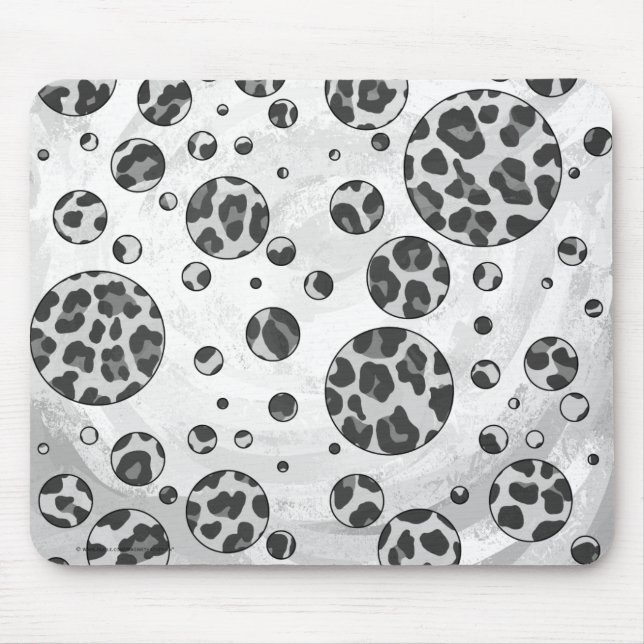 Polka Dot Leopard Schwarzweiß-Design Mousepad (Vorne)