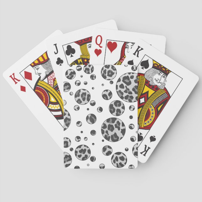 Polka Dot Leopard Schwarzweiß-Design Spielkarten (Rückseite)