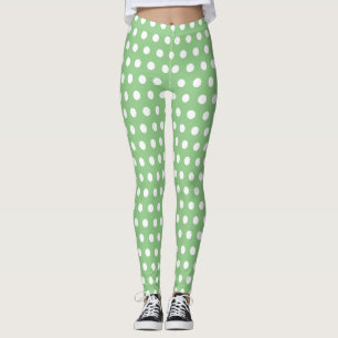 Polka Dot Light Green und White Leggings