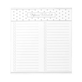 Polka Dot Light Grey Two Column Checklist Notizblock