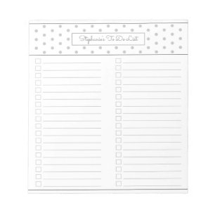 Polka Dot Light Grey Two Column Checklist Notizblock
