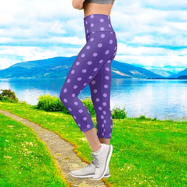 Polka Dot Lila Gemusterte Capri Leggings (Von Creator hochgeladen)