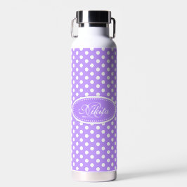 Polka dot lila und weiß trinkflasche
