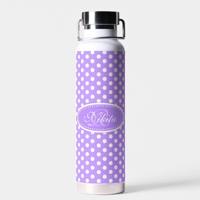 Polka dot lila und weiß trinkflasche (Rückseite)