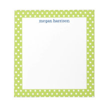 Polka Dot Lime Green Personalisiert Notepad