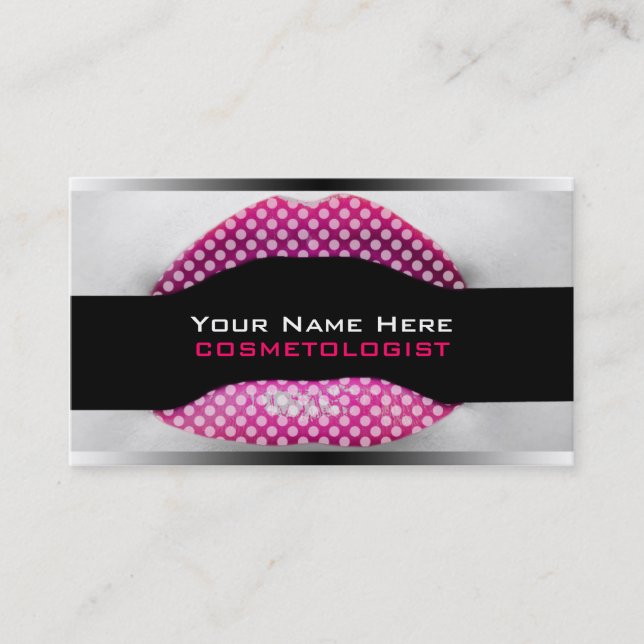 Polka Dot Lips Make-up Artist Business Cards Visitenkarte (Vorderseite)