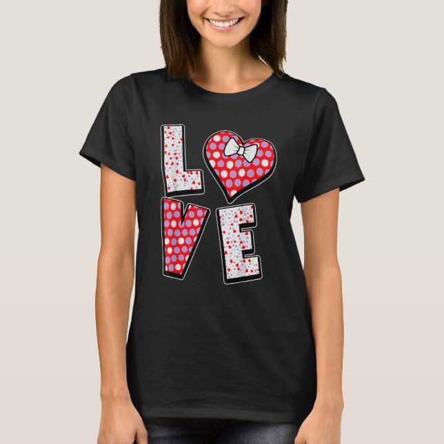 Polka Dot Love Heart Bow Tie Valentine's Day  For  T-Shirt (Vorderseite)