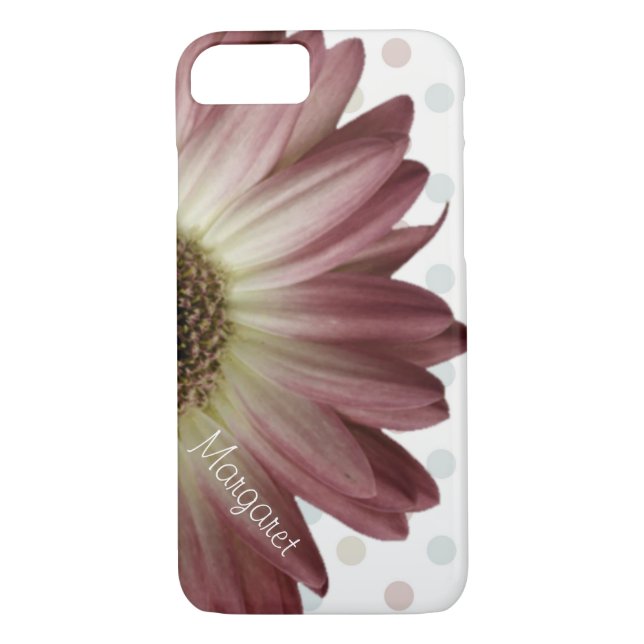 Polka Dot Marsala Wine Daisy Individuelle Name Case-Mate iPhone Hülle (Rückseite)