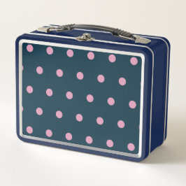 Polka Dot Metal Lunchbox (Mitternacht Blau und Ros