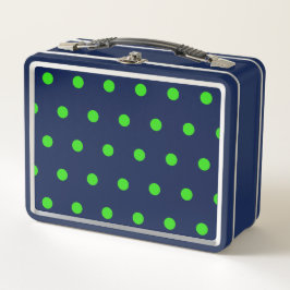 Polka Dot Metal Lunchbox (Navy Blue & Lime Green)
