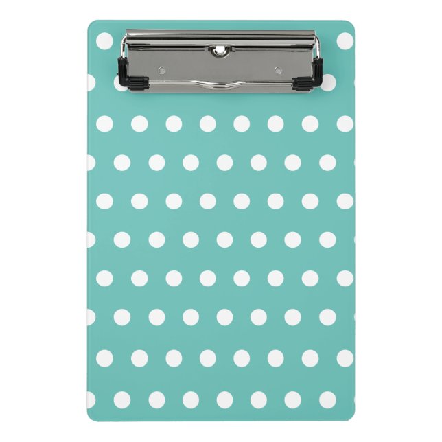 Polka Dot Mini Clipboard (Aqua & White) Mini Klemmbrett (Vorderseite)