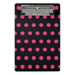 Polka Dot Mini Clipboard (Schwarz & Neon Pink) Klemmbrett
