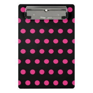 Polka Dot Mini Clipboard (Schwarz & Neon Pink) Klemmbrett