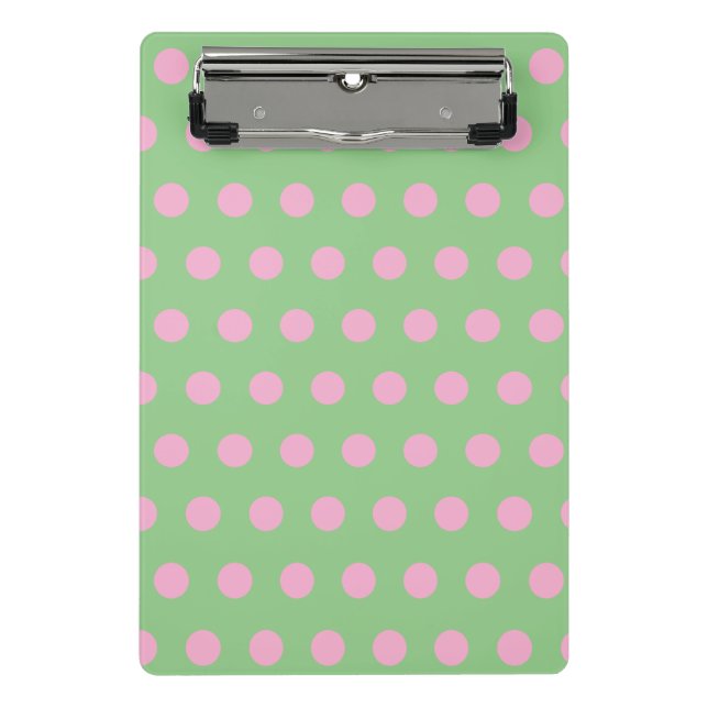 Polka Dot Mini Clipboard (Seite grün und Pastellro Mini Klemmbrett (Vorderseite)
