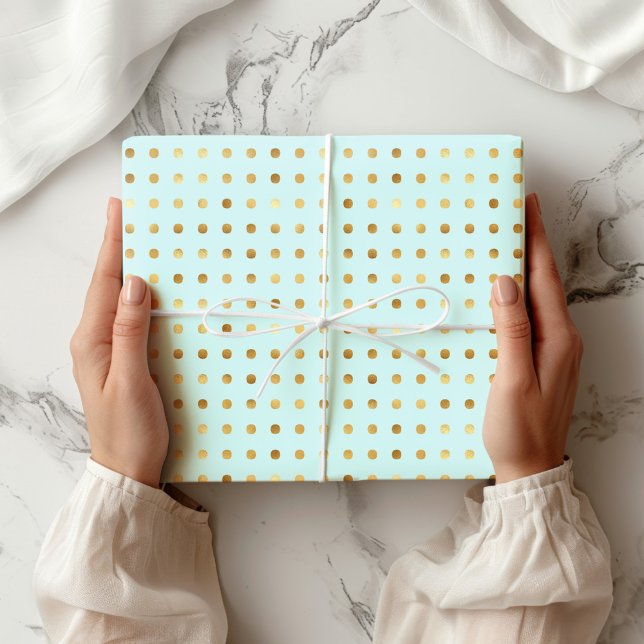 Polka Dot Minze and Imitats Gold Foil Wrapping Pap Geschenkpapier (Von Creator hochgeladen)