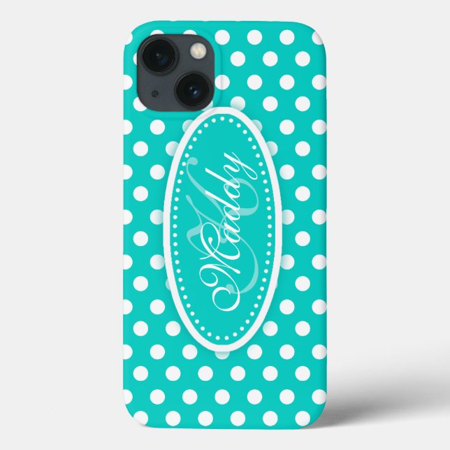 Polka dot mit der Bezeichnung "aquamarines Aqua-ip Case-Mate iPhone Hülle (Rückseite)