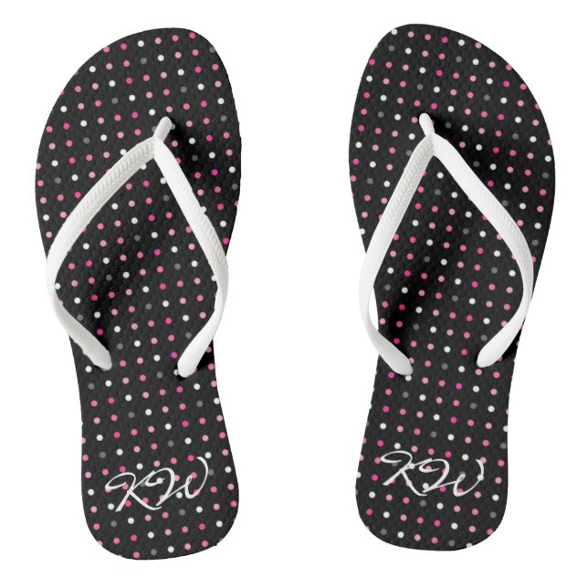 Polka Dot Mit Monogramm Flip Flops (Fußbett)