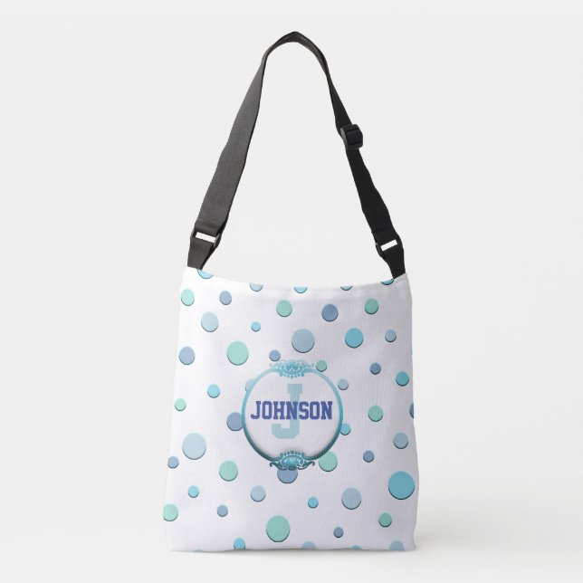 Polka-Dot Mit Monogramm Ganzkörpertasche Tragetaschen Mit Langen Trägern (Vorderseite)