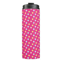 Polka Dot mit rosa Hintergrund Thermosbecher