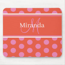 Polka Dot Monogram Script Rosa Orange Girly Stripe