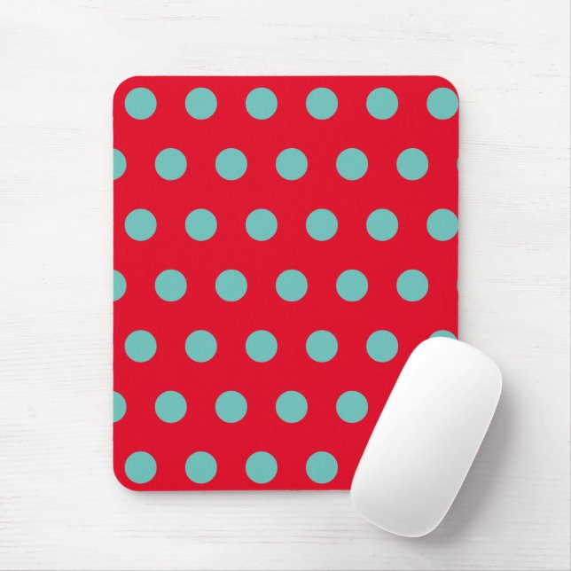 Polka Dot Mouse Pad (Red & Aqua) Mousepad (Mit Mouse)
