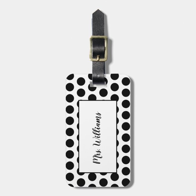 Polka Dot Mrs. Luggage Tag Gepäckanhänger (Vorderseite vertikal)