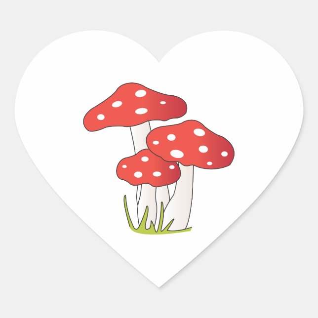 Polka Dot Mushrooms Herz-Aufkleber (Vorderseite)