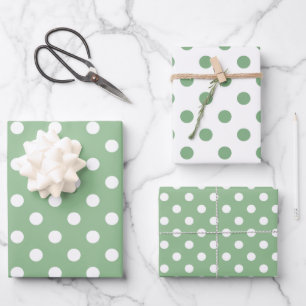 Polka-Dot-Muster für grün und weiß Geschenkpapier Set