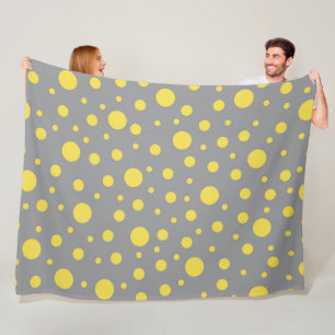 Polka Dot Muster Gelb Grau Fleecedecke