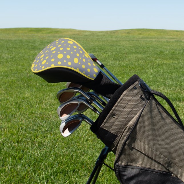 Polka Dot Muster Gelb Grau Golf Headcover (In SItu)