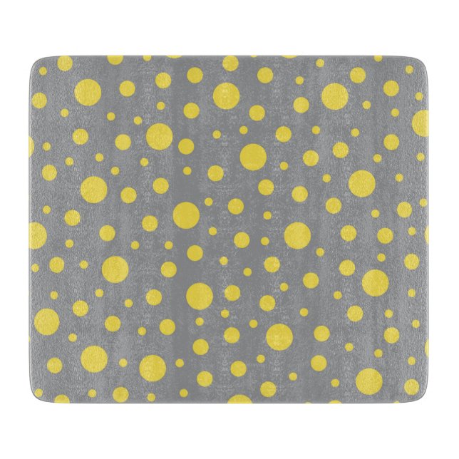 Polka Dot Muster Gelb Grau Schneidebrett (Vorderseite)