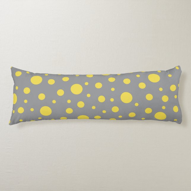 Polka Dot Muster Gelb Grau Seitenschläferkissen (Vorderseite)