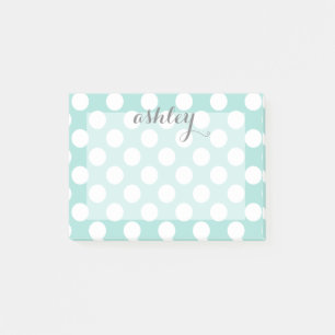 Polka Dot Muster mit Individuelle Name Post-it Klebezettel